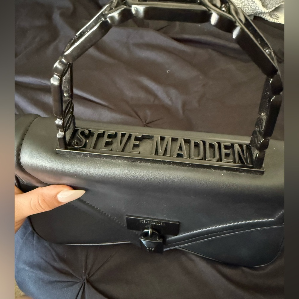 Steve Madden Black Medal Handle Bag